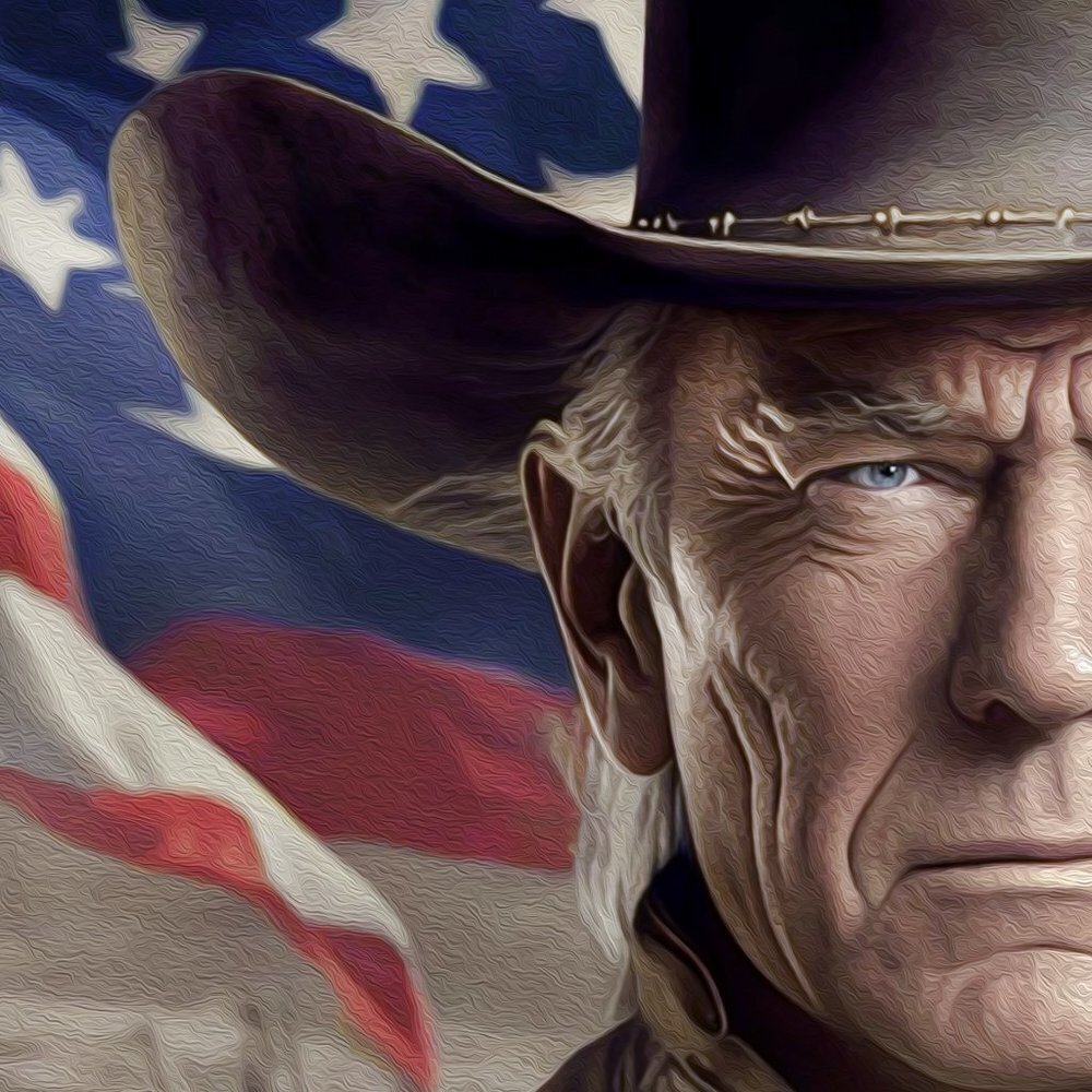 8x8 Donald Trump x John‎ Wayne American Flag Fantasy Watercolor Oil Painting - Picture 4 of 7